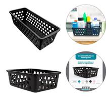 Kit 1 Cesto Multiuso Comprido Retangular E 1 Cesto Médio