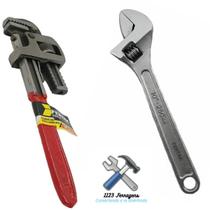 Kit-1 Chave de Grifo 10"Pol 250mm Stillson +1 Chave Inglesa 10" 250mm Ajustável Reforçada Fertak Kit-1 Chave de Grifo 10"Pol 250mm Stillson +1 Chave Inglesa 10" 250mm Ajustável Reforçada Fertak