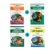 Kit 1 Ciclídeos e Marinhos 15ml + 1 Dureza GH + 1 Dureza KH + 1 PH Tropical 15ml
