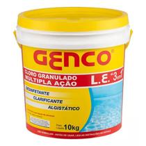Kit 1 Cloro Genco mult Ação 3x1 10Kg e 2 Clarificantes Genfloc 1 L