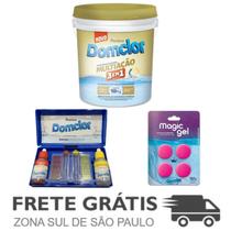 Kit 1 Cloro Multiação 10 Kg, 1 Estojo PH 1 Magic Gel Domclor Kit 1 Cloro Multiação 10 Kg, 1 Estojo PH 1 Magic Gel Domclor