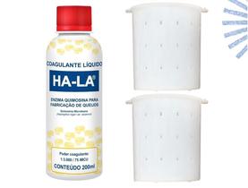Kit 1 Coalho Líquido Ha-la 200ml + 2 Formas Queijo Minas 500g
