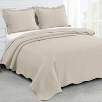 Kit: 1 Colcha Casal Lounge + 2 Porta-travesseiros Bege - Camesa