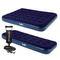 Kit 1 Colchão Inflável Casal E Solteiro Flocked Comfort Com Bomba Manual Vg Plus Kit 1 Colchão Inflável Casal E Solteiro Flocked Comfort Com Bomba Manual Vg Plus