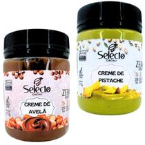 KIT 1 Creme de Avelã + 1 Creme de Pistache Artesanal Zero Açúcar Selecto Cacau 270g KIT 1 Creme de Avelã + 1 Creme de Pistache Artesanal Zero Açúcar Selecto Cacau 270g