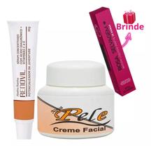 Kit 1 Cremes Facial Nova Pele 25g + Sérum Porencializador da Juventude + 1 Batom Rosa Selvagem Matte