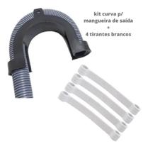 Kit 1 Curva Da Mangueira de Saida de Agua Lavadora Brastemp + 4 Tirantes 11 cm