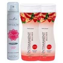 Kit 1 Desodorante Íntimo Sexy Morango com Chantilly + 2 Intimament Sabonete Íntimo Morango