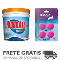 Kit 1 Dicloro HCL Plus 10 KG HidroAll + 1 MagicGel Limpeza Kit 1 Dicloro HCL Plus 10 KG HidroAll + 1 MagicGel Limpeza
