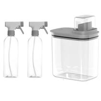 Kit 1 Dispenser 1,5L+ 2 Borrifador Multiuso Organizador Lavanderia