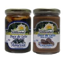 Kit 1 Doce de Leite Mineiro com Ameixa + 1 com Chocolate 420g - Fazenda Sonnenhof