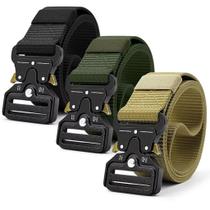 Kit 1 e 3 Cintos Preto Marrom Verde Moda Cinto tático Militar Largo Masculino Nylon Fivela Liga de Zinco e Engate Rápido