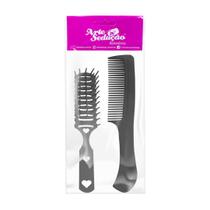 Kit 1 Escova Desembaraça Cabelos Jacaré Pente Plástico Roxo