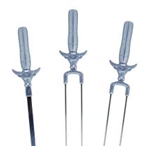 Kit 1 Espeto Simples e 2 Espeto Duplo Zavi Grill de Inox para Carnes 67cm com Cabo de Alumínio