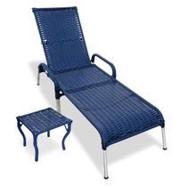 Kit 1 Espreguiçadeira Reclinável para Piscina Madrid com Mesa de Centro