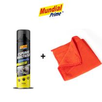 Kit 1 Espuma Multiuso Limpa Estofado e 1 Pano Microfibra de Uso Geral Sortido