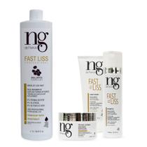 Kit 1 Fast Liss Redução de Volume NG de France 1L, Shampoo 300ml, Condicionador 300ml e Máscara Pós Fast 250ml