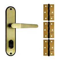 Kit 1 Fechadura Externa 1201/05SO + 3 Dobradiças - Silvana