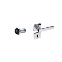 Kit 1 Fechadura Interna com Roseta Quadrada e 1 Olho Mágico para Porta 26 a 46mm Pado