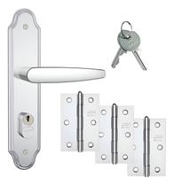 Kit 1 Fechadura Porta Inox 803/33 40mm + 3 Dobradicas Stam