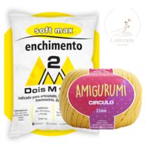 Kit 1 Fio Amigurumi - Circulo + 100 g Enchimento fibra siliconada SOFT MAX - Dois M Têxtil