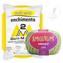 Kit 1 Fio Amigurumi - Circulo + 100 g Enchimento fibra siliconada SOFT MAX - Dois M Têxtil