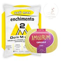 Kit 1 Fio Amigurumi - Circulo + 100 g Enchimento fibra siliconada SOFT MAX - Dois M Têxtil