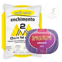 Kit 1 Fio Amigurumi - Circulo + 100 g Enchimento fibra siliconada SOFT MAX - Dois M Têxtil