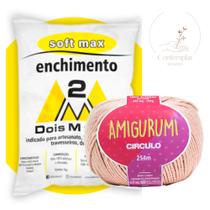 Kit 1 Fio Amigurumi - Circulo + 100 g Enchimento fibra siliconada SOFT MAX - Dois M Têxtil