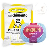 Kit 1 Fio Amigurumi - Circulo + 500 g Enchimento fibra siliconada SOFT MAX - Dois M Têxtil