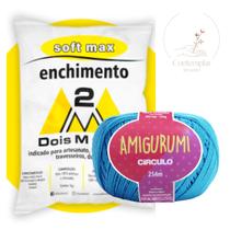 Kit 1 Fio Amigurumi - Circulo + 500 g Enchimento fibra siliconada SOFT MAX - Dois M Têxtil