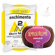 Kit 1 Fio Amigurumi - Circulo + 500 g Enchimento fibra siliconada SOFT MAX - Dois M Têxtil