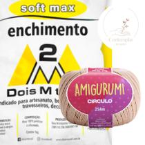 Kit 1 Fio Amigurumi - Circulo + 500 g Enchimento fibra siliconada SOFT MAX - Dois M Têxtil