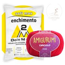 Kit 1 Fio Amigurumi - Circulo + 500 g Enchimento fibra siliconada SOFT MAX - Dois M Têxtil