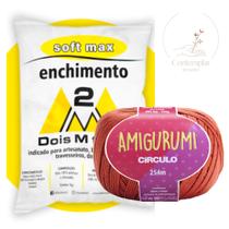 Kit 1 Fio Amigurumi - Circulo + 500 g Enchimento fibra siliconada SOFT MAX - Dois M Têxtil