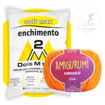 Kit 1 Fio Amigurumi - Circulo + 500 g Enchimento fibra siliconada SOFT MAX - Dois M Têxtil