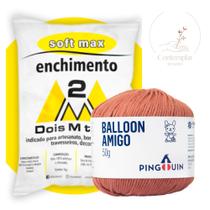 Kit 1 Fio Balloon Amigo - Pingouin + 100 g Enchimento fibra siliconada SOFT MAX - Dois M Têxtil