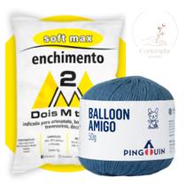 Kit 1 Fio Balloon Amigo - Pingouin + 100 g Enchimento fibra siliconada SOFT MAX - Dois M Têxtil - Pingouin / Dois M Têxtil