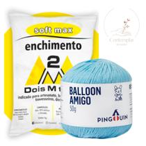 Kit 1 Fio Balloon Amigo - Pingouin + 100 g Enchimento fibra siliconada SOFT MAX - Dois M Têxtil