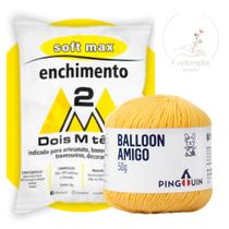 Kit 1 Fio Balloon Amigo - Pingouin + 500 g Enchimento fibra siliconada SOFT MAX - Dois M Têxtil - Pingouin / Dois M Têxtil