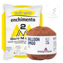 Kit 1 Fio Balloon Amigo - Pingouin + 500 g Enchimento fibra siliconada SOFT MAX - Dois M Têxtil