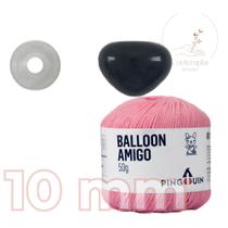 Kit 1 Fio Balloon Amigo - Pingouin + Focinho preto com trava de segurança 10 mm - Círculo