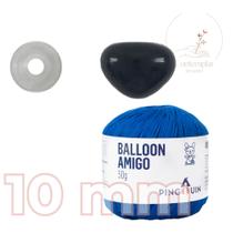 Kit 1 Fio Balloon Amigo - Pingouin + Focinho preto com trava de segurança 10 mm - Círculo