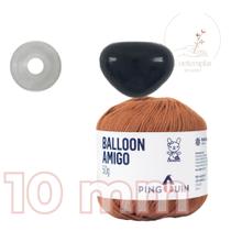 Kit 1 Fio Balloon Amigo - Pingouin + Focinho preto com trava de segurança 10 mm - Círculo