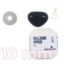 Kit 1 Fio Balloon Amigo - Pingouin + Focinho preto com trava de segurança 10 mm - Círculo