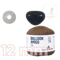 Kit 1 Fio Balloon Amigo - Pingouin + Focinho preto com trava de segurança 12 mm - Círculo