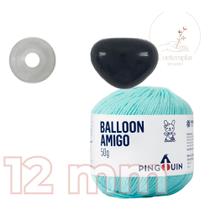 Kit 1 Fio Balloon Amigo - Pingouin + Focinho preto com trava de segurança 12 mm - Círculo