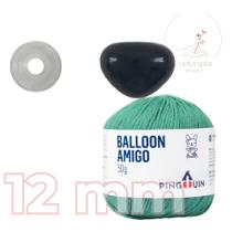 Kit 1 Fio Balloon Amigo - Pingouin + Focinho preto com trava de segurança 12 mm - Círculo