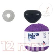 Kit 1 Fio Balloon Amigo - Pingouin + Focinho preto com trava de segurança 12 mm - Círculo