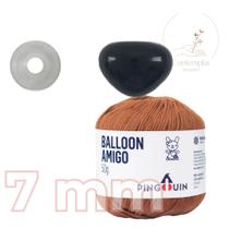 Kit 1 Fio Balloon Amigo - Pingouin + Focinho preto com trava de segurança 7 mm - Círculo